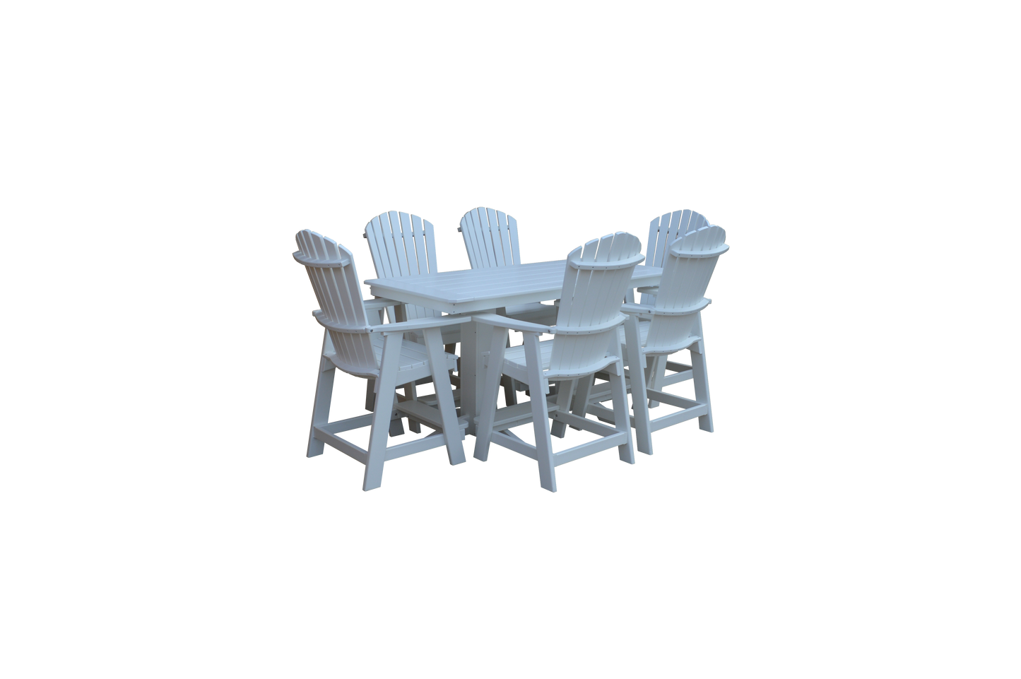 Bryton Park Poly Furniture Recycled 6' Rectangular Table with Fanback Balcony Chairs 7 Piece Set (Counter Height) - LEAD TIME TO SHIP 10 BUSINESS DAYS
