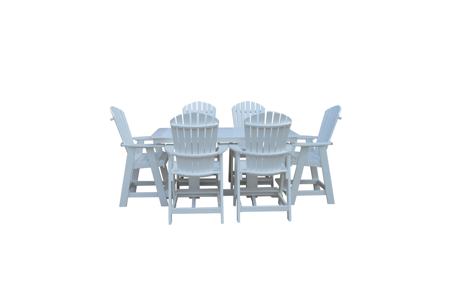 Bryton Park Poly Furniture Recycled 6' Rectangular Table with Fanback Balcony Chairs 7 Piece Set (Counter Height) - LEAD TIME TO SHIP 10 BUSINESS DAYS