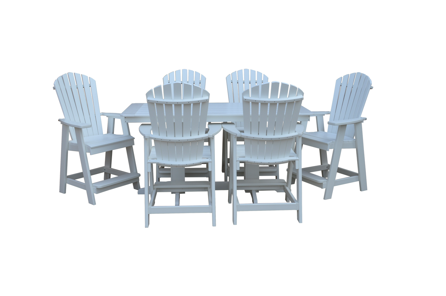 Bryton Park Poly Furniture Recycled 6' Rectangular Table with Fanback Balcony Chairs 7 Piece Set (Counter Height) - LEAD TIME TO SHIP 10 BUSINESS DAYS