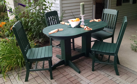 A&L Furniture Recycled Plastic 5' Oval Dining Table with Traditional Dining Chair 5 Piece Set (DINING HEIGHT) - LEAD TIME TO SHIP 10 BUSINESS DAYS