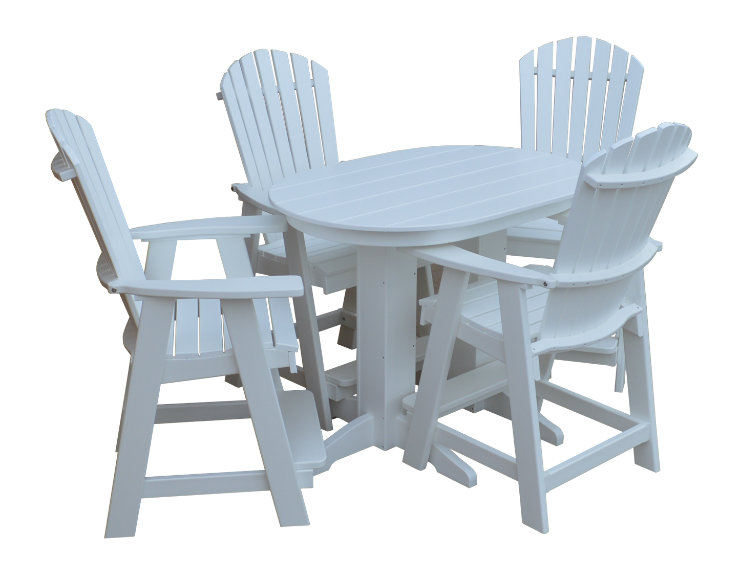 Bryton Park Poly Furniture Recycled 4' Oval Table with Fanback Balcony Chairs 5 Piece Set (Counter Height) - LEAD TIME TO SHIP 10 BUSINESS DAYS