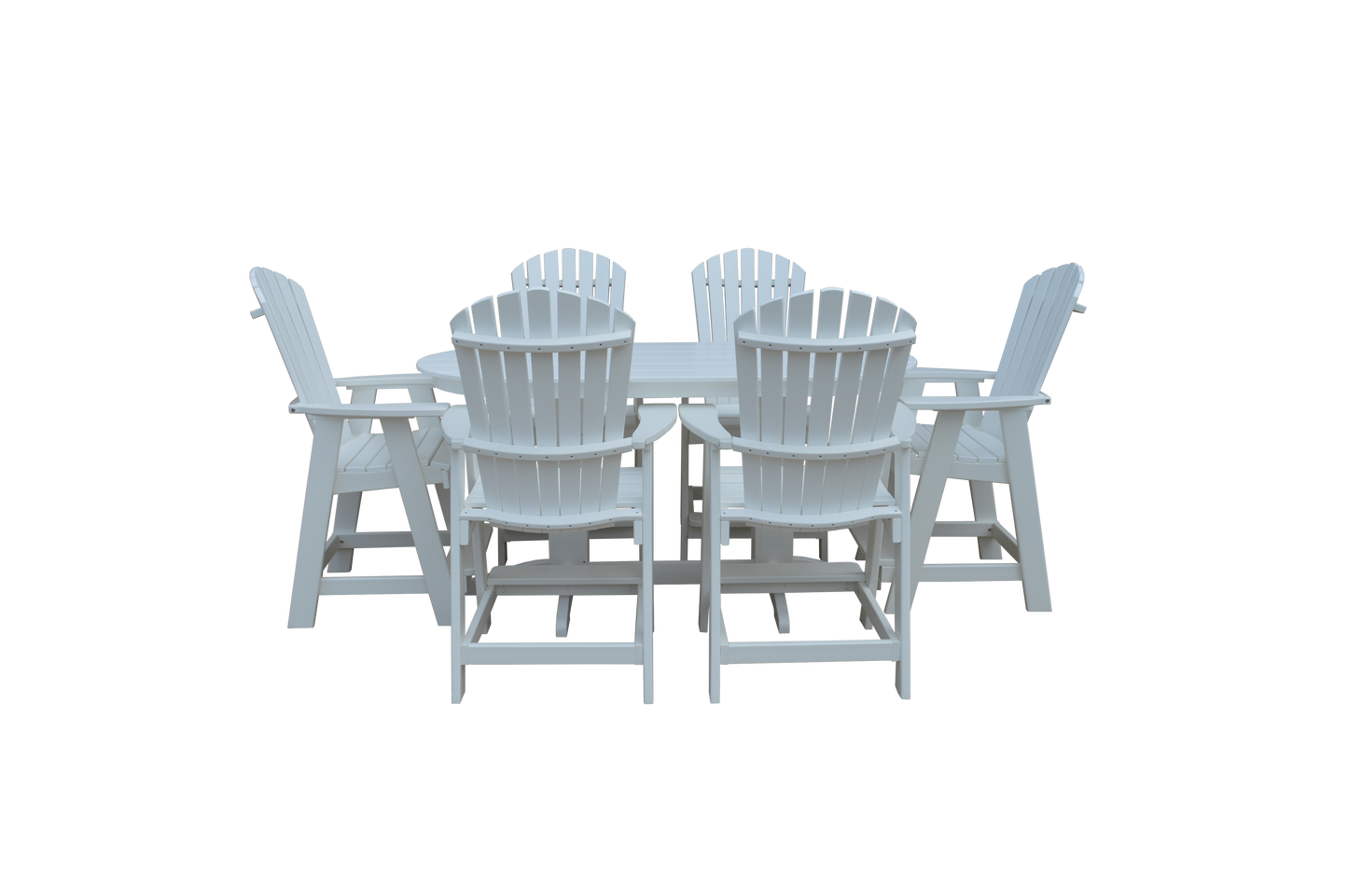 Bryton Park Poly Furniture Recycled 6' Oval Table with Fanback Balcony Chairs 7 Piece Set (Counter Height) - LEAD TIME TO SHIP 10 BUSINESS DAYS