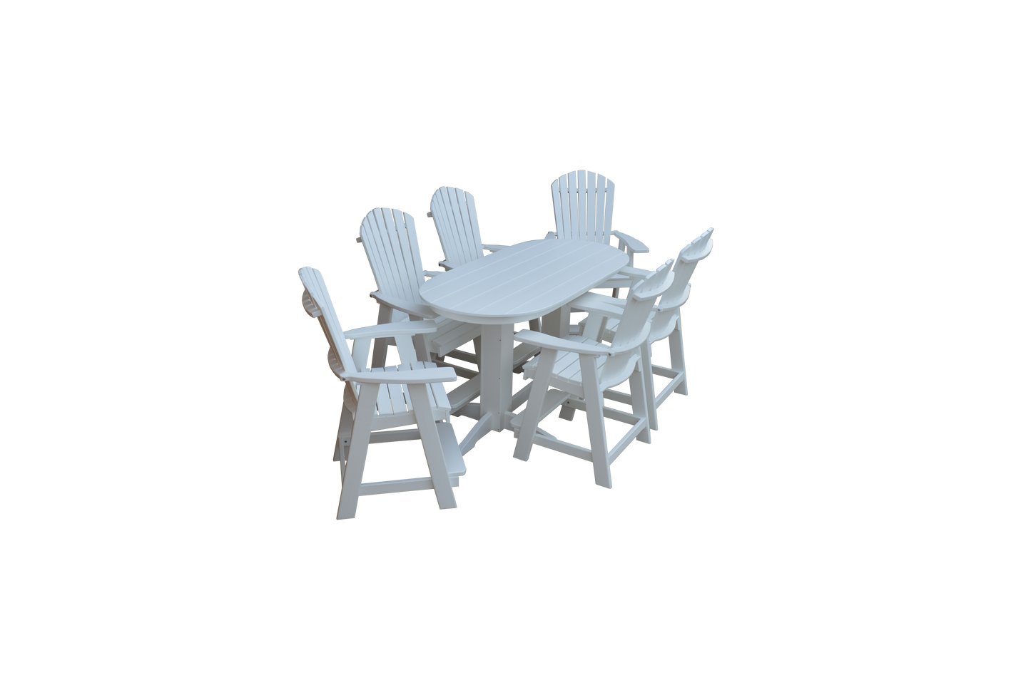 Bryton Park Poly Furniture Recycled 6' Oval Table with Fanback Balcony Chairs 7 Piece Set (Counter Height) - LEAD TIME TO SHIP 10 BUSINESS DAYS