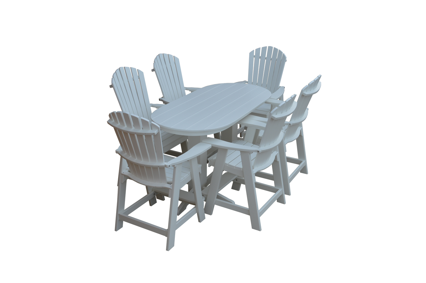 Bryton Park Poly Furniture Recycled 6' Oval Table with Fanback Balcony Chairs 7 Piece Set (Counter Height) - LEAD TIME TO SHIP 10 BUSINESS DAYS
