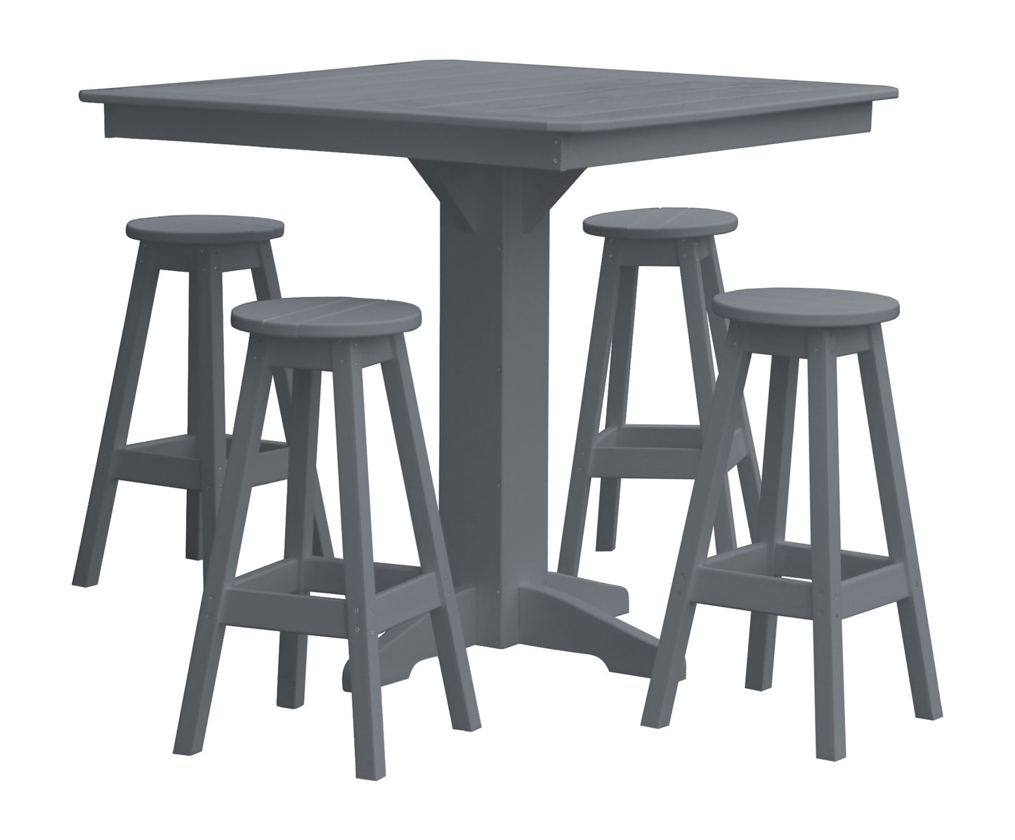 Bryton Park Poly Furniture Recycled Plastic 5 Piece Bar Height Square Table Set - LEAD TIME TO SHIP 10 BUSINESS DAYS