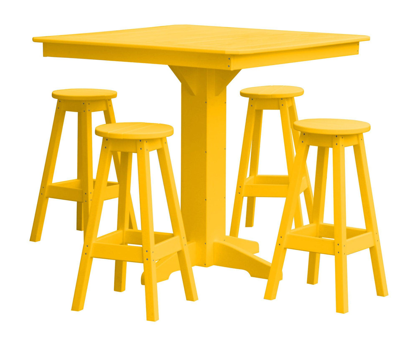 Bryton Park Poly Furniture Recycled Plastic 5 Piece Bar Height Square Table Set - LEAD TIME TO SHIP 10 BUSINESS DAYS