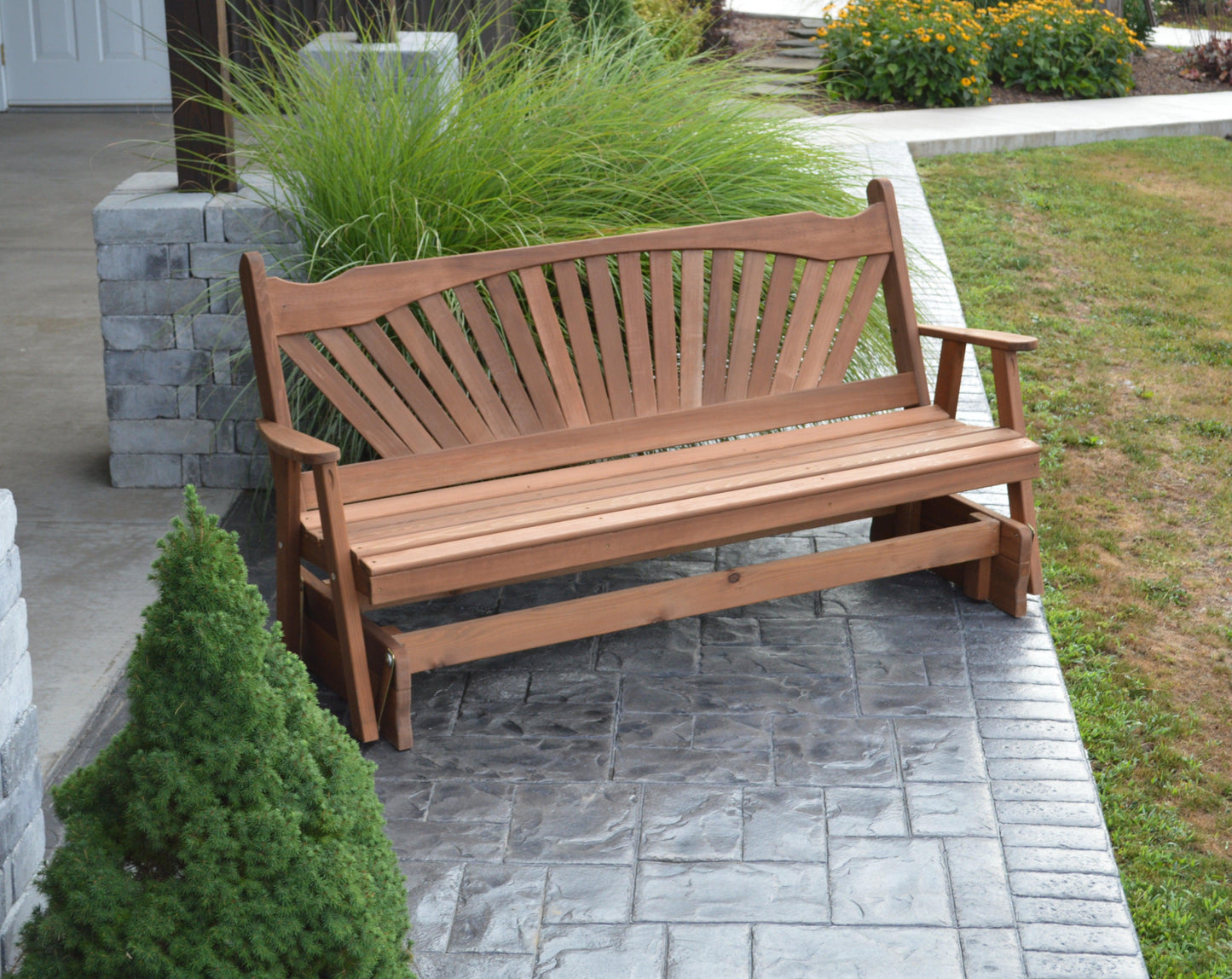 A&L FURNITURE CO. Western Red Cedar 6' Fanback Glider - LEAD TIME TO SHIP 2 WEEKS