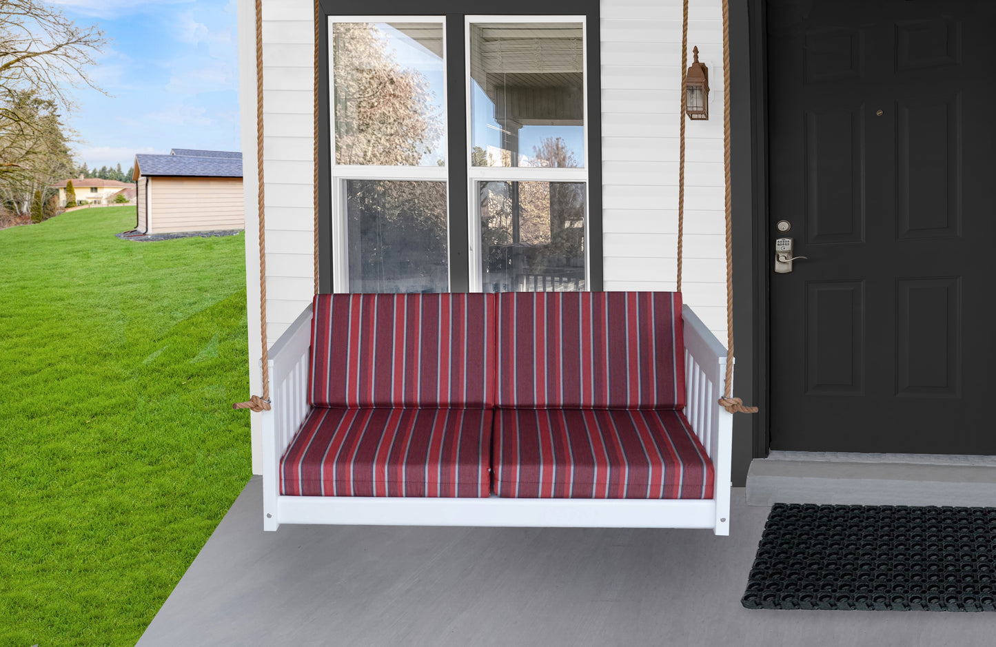 Bryton Park Poly Furniture Recycled Plastic 50" Deep Seating Mission Sofa Swing w Rope - LEAD TIME TO SHIP 10 BUSINESS DAYS