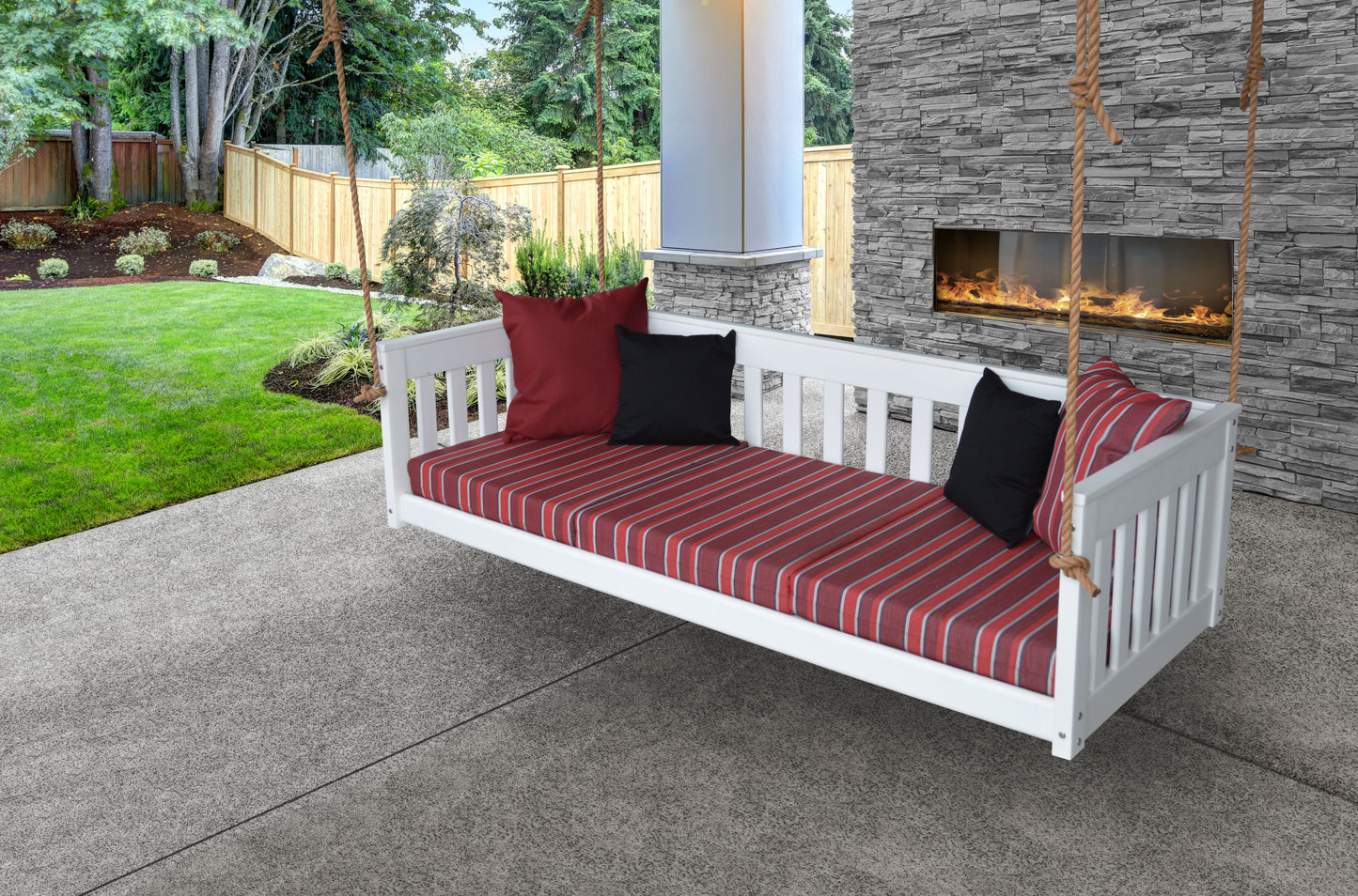 Bryton Park Poly Furniture Recycled Plastic 75" Deep Seating Mission Sofa Swing w Rope - LEAD TIME TO SHIP 10 BUSINESS DAYS