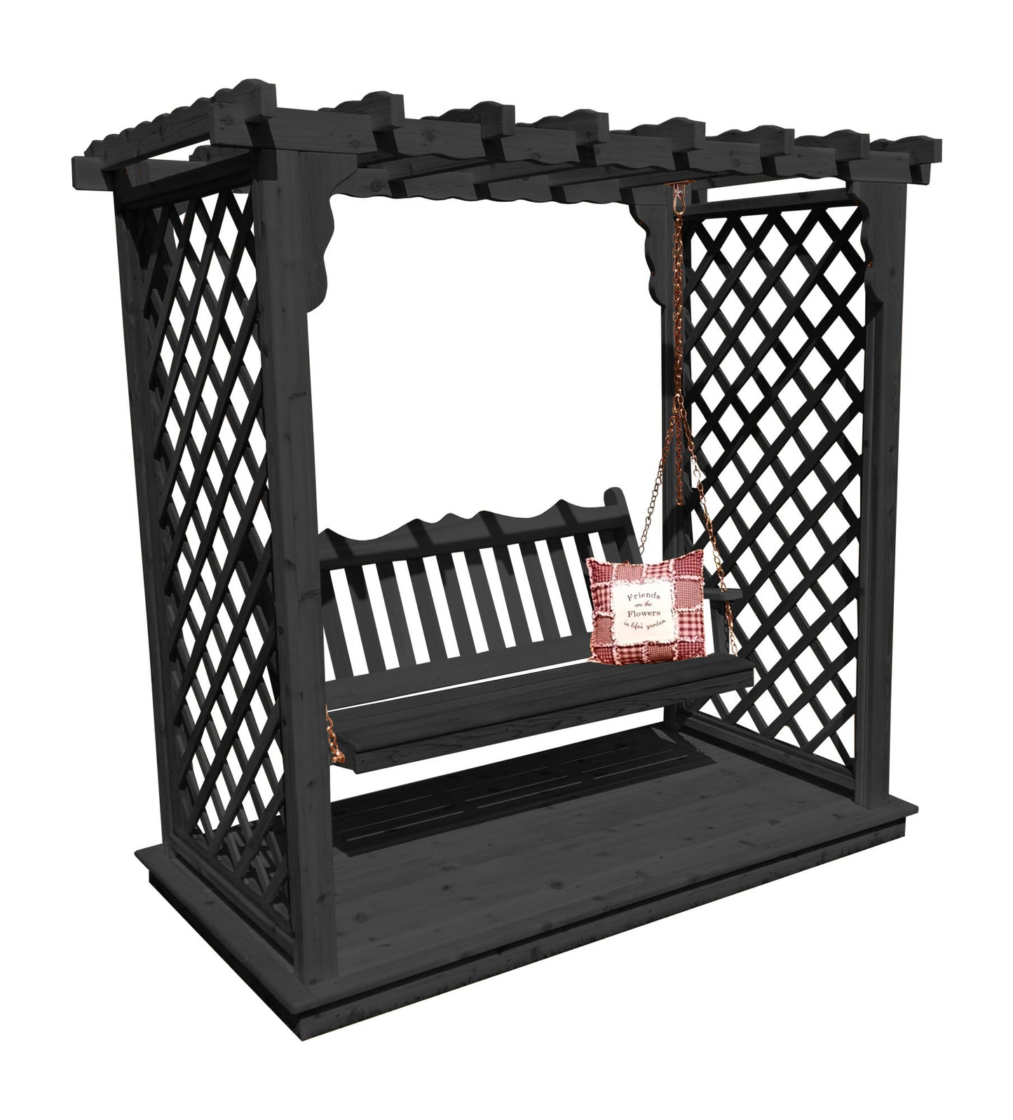 Backyard Crafts Western Red Cedar 6' Covington Arbor w/ Deck & Swing - LEAD TIME TO SHIP 2 WEEKS