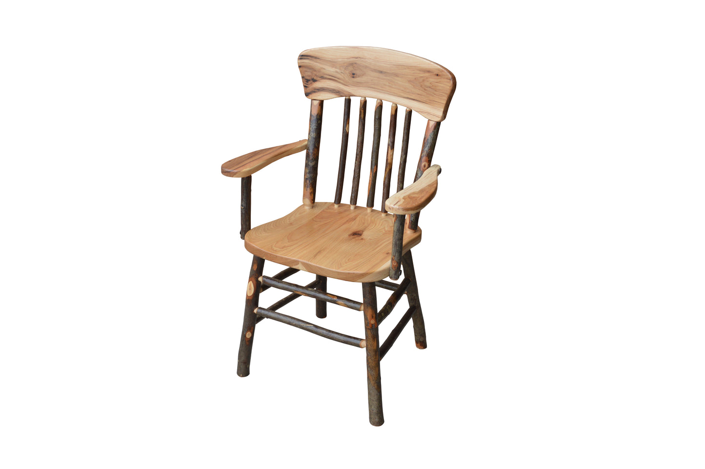A&L Furniture Co. Timberlux Rustic Hickory Panel Back Dining Chair With Arms - LEAD TIME TO SHIP 10 BUSINESS DAYS