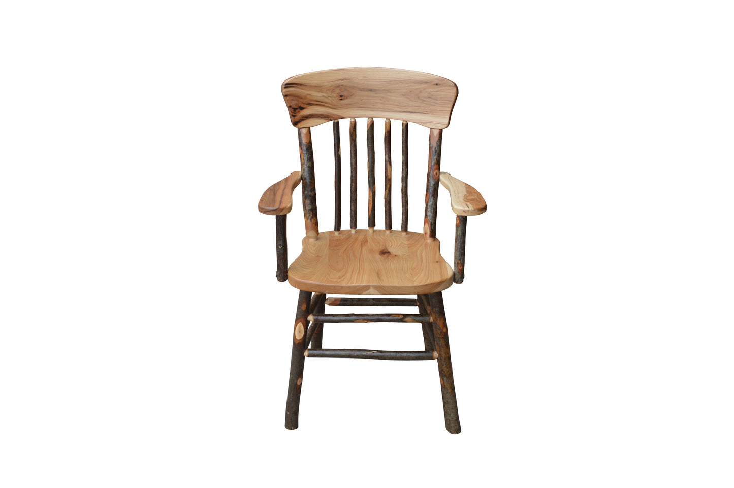 A&L Furniture Co. Timberlux Rustic Hickory Panel Back Dining Chair With Arms - LEAD TIME TO SHIP 10 BUSINESS DAYS