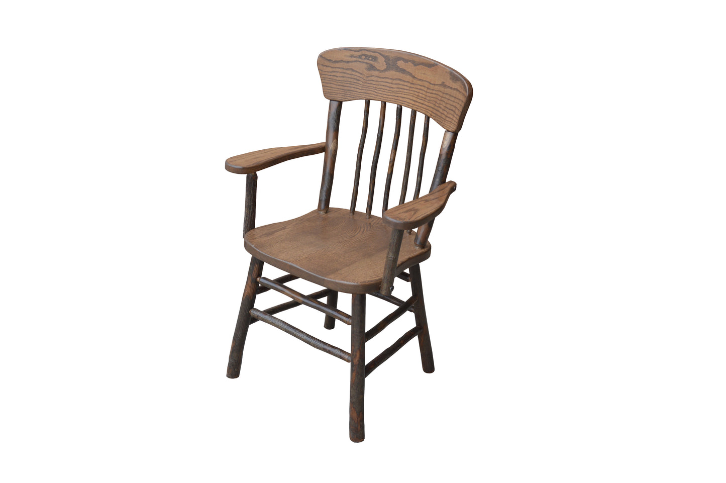 A&L Furniture Co. Timberlux Rustic Hickory Panel Back Dining Chair With Arms - LEAD TIME TO SHIP 10 BUSINESS DAYS
