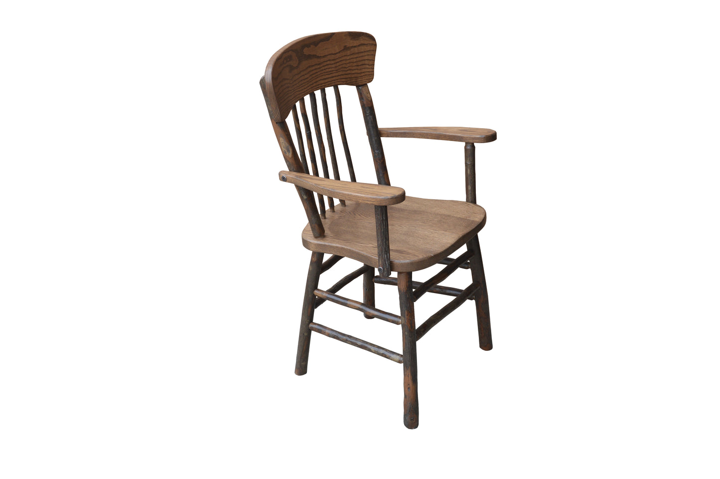 A&L Furniture Co. Timberlux Rustic Hickory Panel Back Dining Chair With Arms - LEAD TIME TO SHIP 10 BUSINESS DAYS