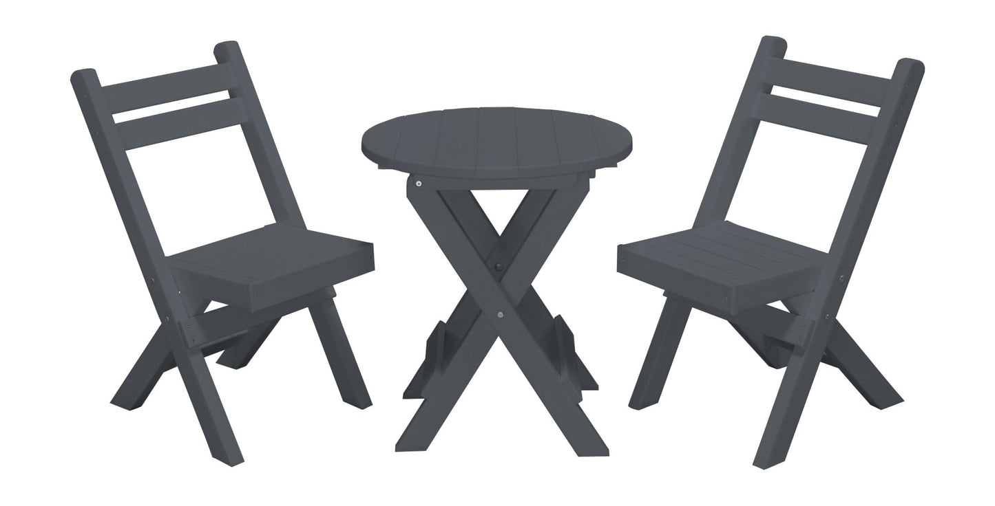 Bryton Park Poly Furniture Recycled Plastic Amish Coronado Round Folding Bistro Set - LEAD TIME TO SHIP 10 BUSINESS DAYS