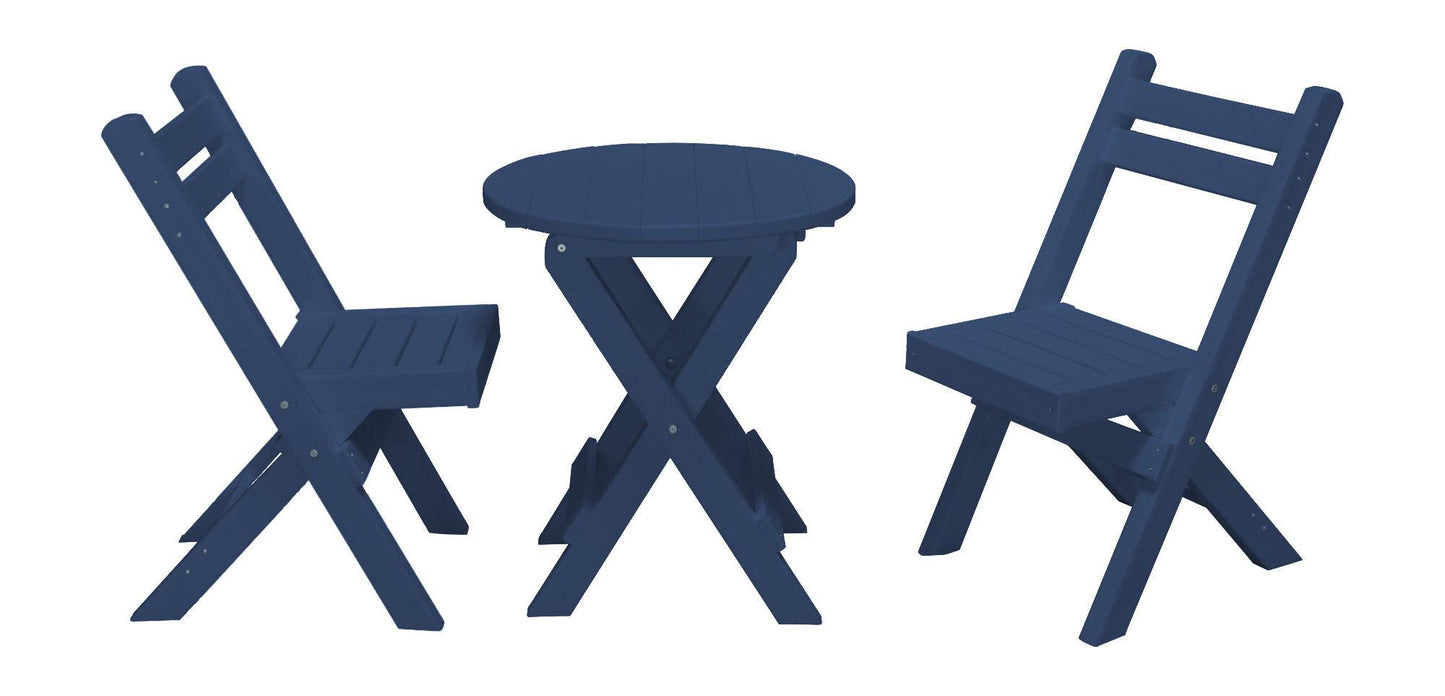 Bryton Park Poly Furniture Recycled Plastic Amish Coronado Round Folding Bistro Set - LEAD TIME TO SHIP 10 BUSINESS DAYS