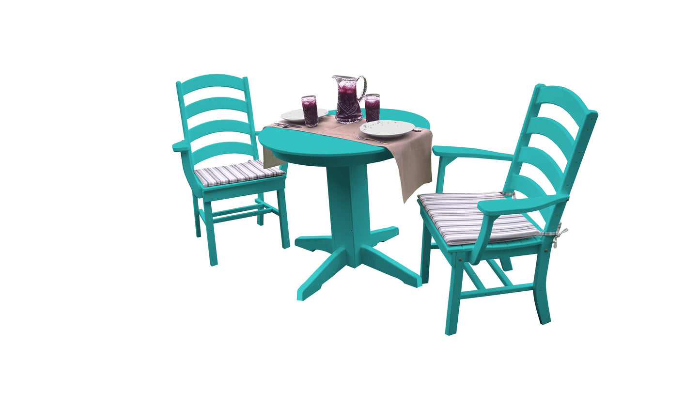 Bryton Park Poly Furniture Recycled Plastic 3 Piece Round Dining Arm Chair Dining Table Set - LEAD TIME TO SHIP 10 BUSINESS DAYS