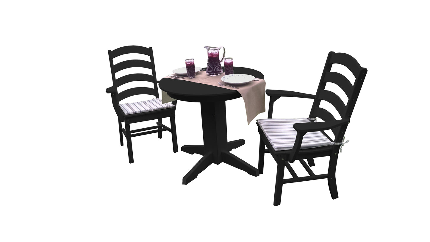 Bryton Park Poly Furniture Recycled Plastic 3 Piece Round Dining Arm Chair Dining Table Set - LEAD TIME TO SHIP 10 BUSINESS DAYS