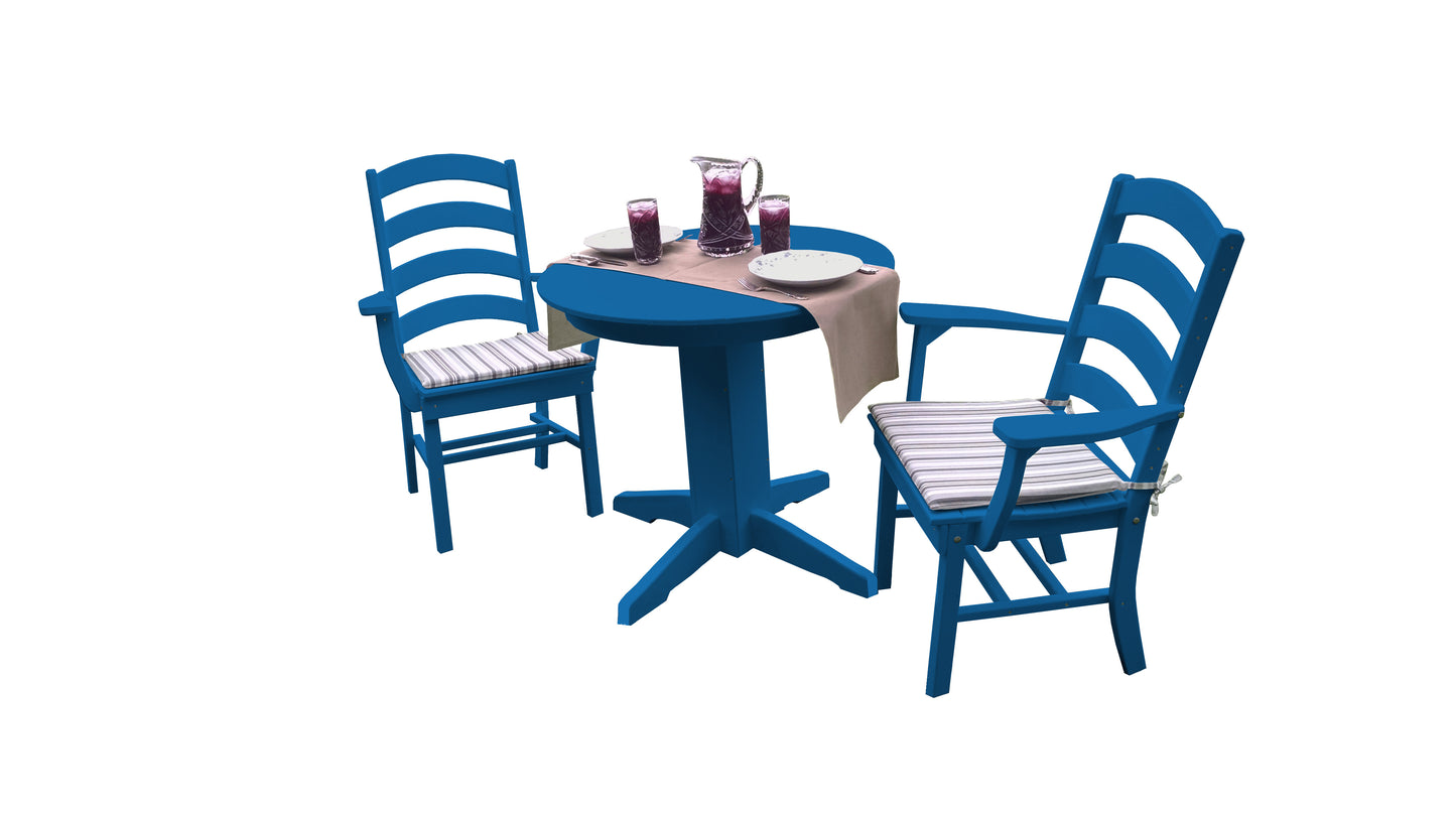 Bryton Park Poly Furniture Recycled Plastic 3 Piece Round Dining Arm Chair Dining Table Set - LEAD TIME TO SHIP 10 BUSINESS DAYS