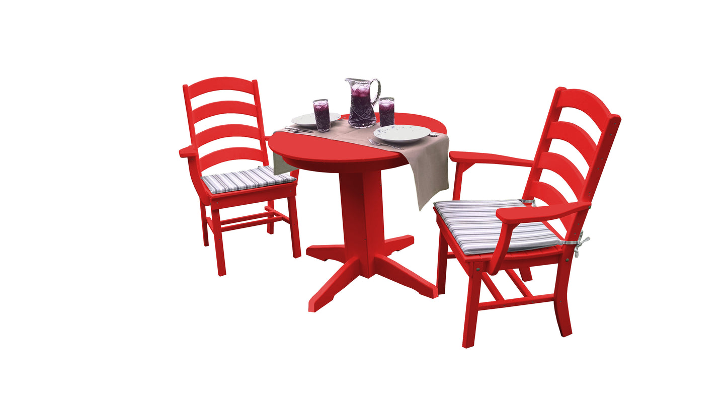 Bryton Park Poly Furniture Recycled Plastic 3 Piece Round Dining Arm Chair Dining Table Set - LEAD TIME TO SHIP 10 BUSINESS DAYS