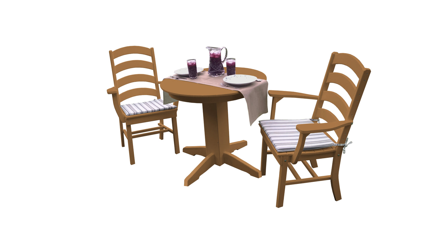 Bryton Park Poly Furniture Recycled Plastic 3 Piece Round Dining Arm Chair Dining Table Set - LEAD TIME TO SHIP 10 BUSINESS DAYS