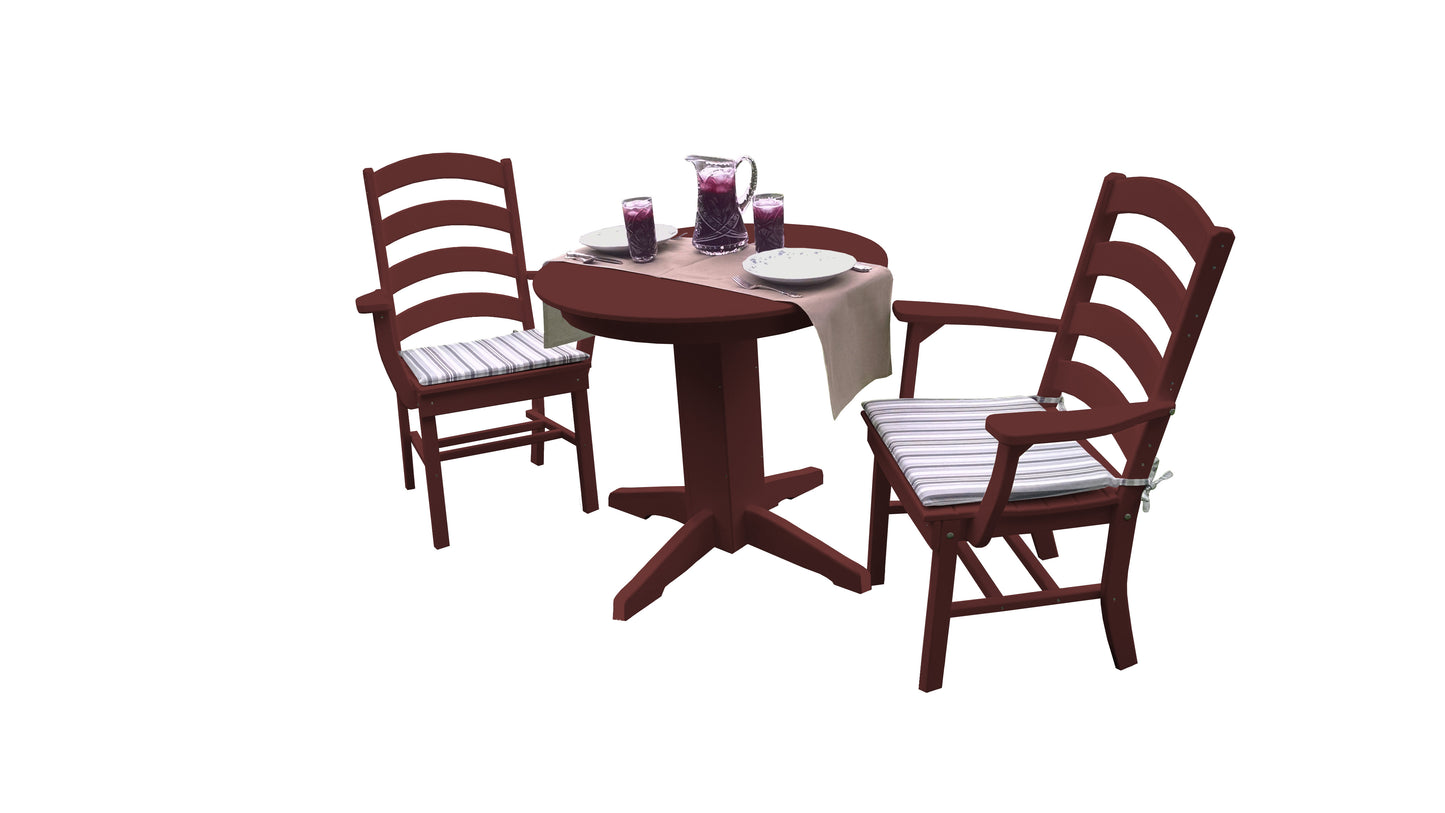 Bryton Park Poly Furniture Recycled Plastic 3 Piece Round Dining Arm Chair Dining Table Set - LEAD TIME TO SHIP 10 BUSINESS DAYS