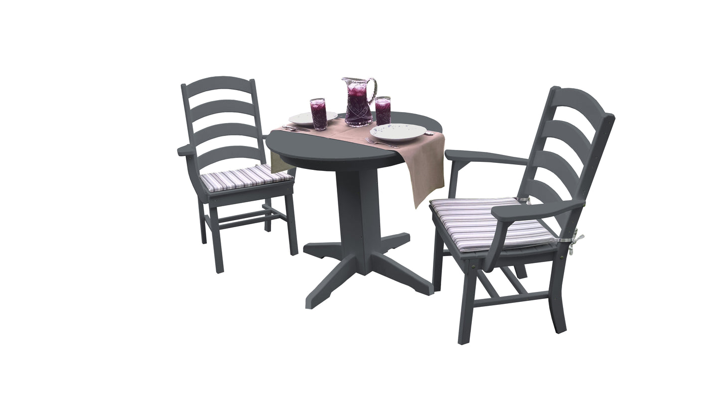 Bryton Park Poly Furniture Recycled Plastic 3 Piece Round Dining Arm Chair Dining Table Set - LEAD TIME TO SHIP 10 BUSINESS DAYS