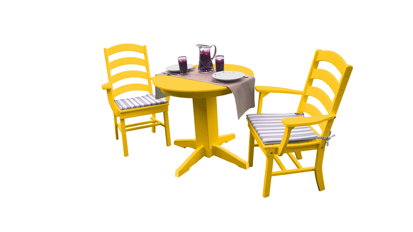 Bryton Park Poly Furniture Recycled Plastic 3 Piece Round Dining Arm Chair Dining Table Set - LEAD TIME TO SHIP 10 BUSINESS DAYS