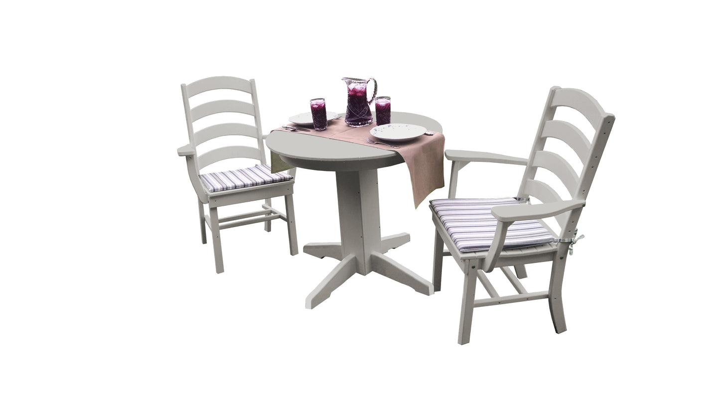 Bryton Park Poly Furniture Recycled Plastic 3 Piece Round Dining Arm Chair Dining Table Set - LEAD TIME TO SHIP 10 BUSINESS DAYS