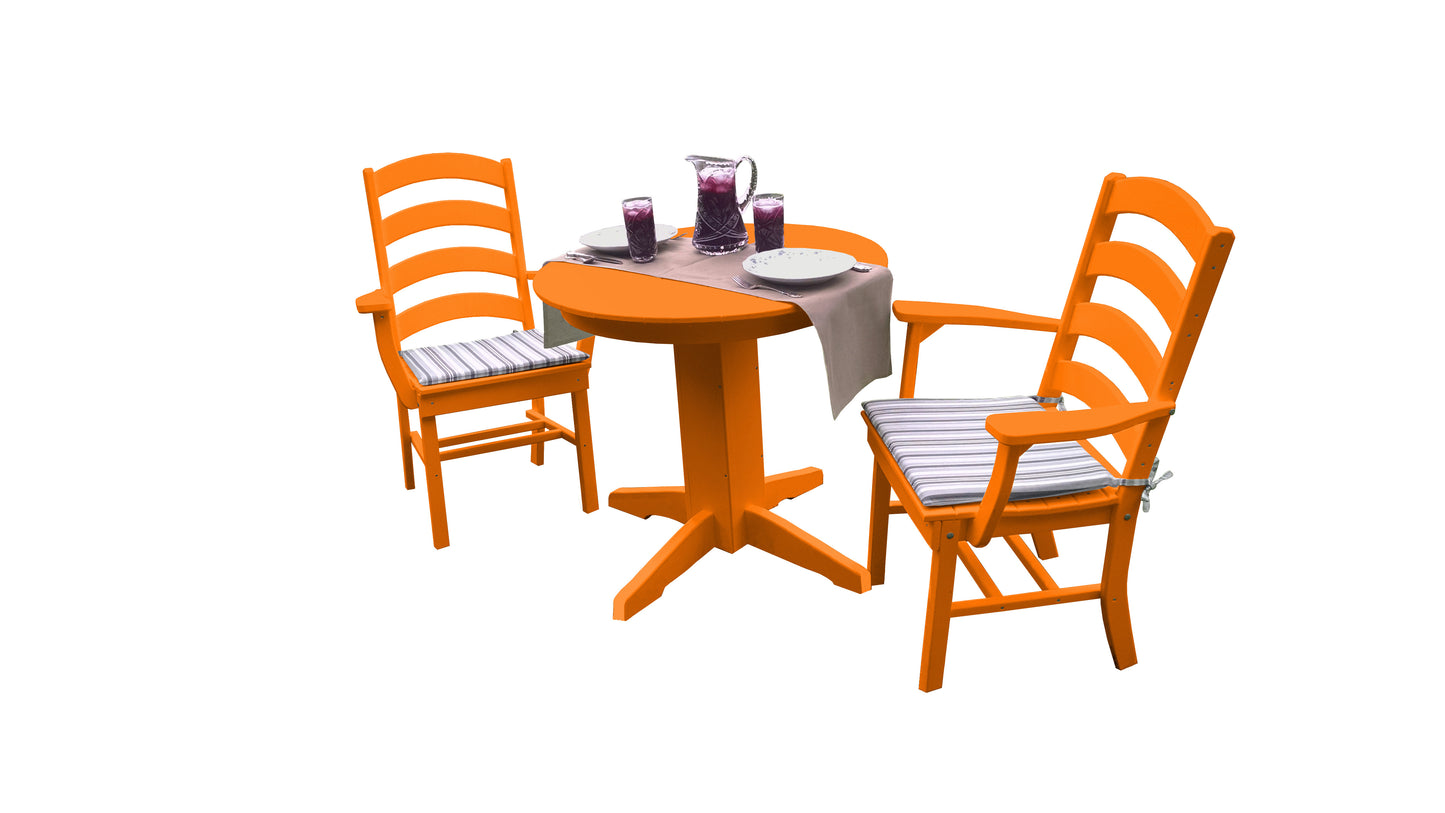 Bryton Park Poly Furniture Recycled Plastic 3 Piece Round Dining Arm Chair Dining Table Set - LEAD TIME TO SHIP 10 BUSINESS DAYS