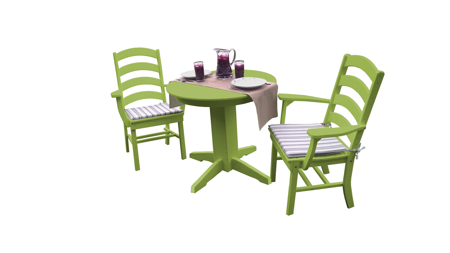 Bryton Park Poly Furniture Recycled Plastic 3 Piece Round Dining Arm Chair Dining Table Set - LEAD TIME TO SHIP 10 BUSINESS DAYS