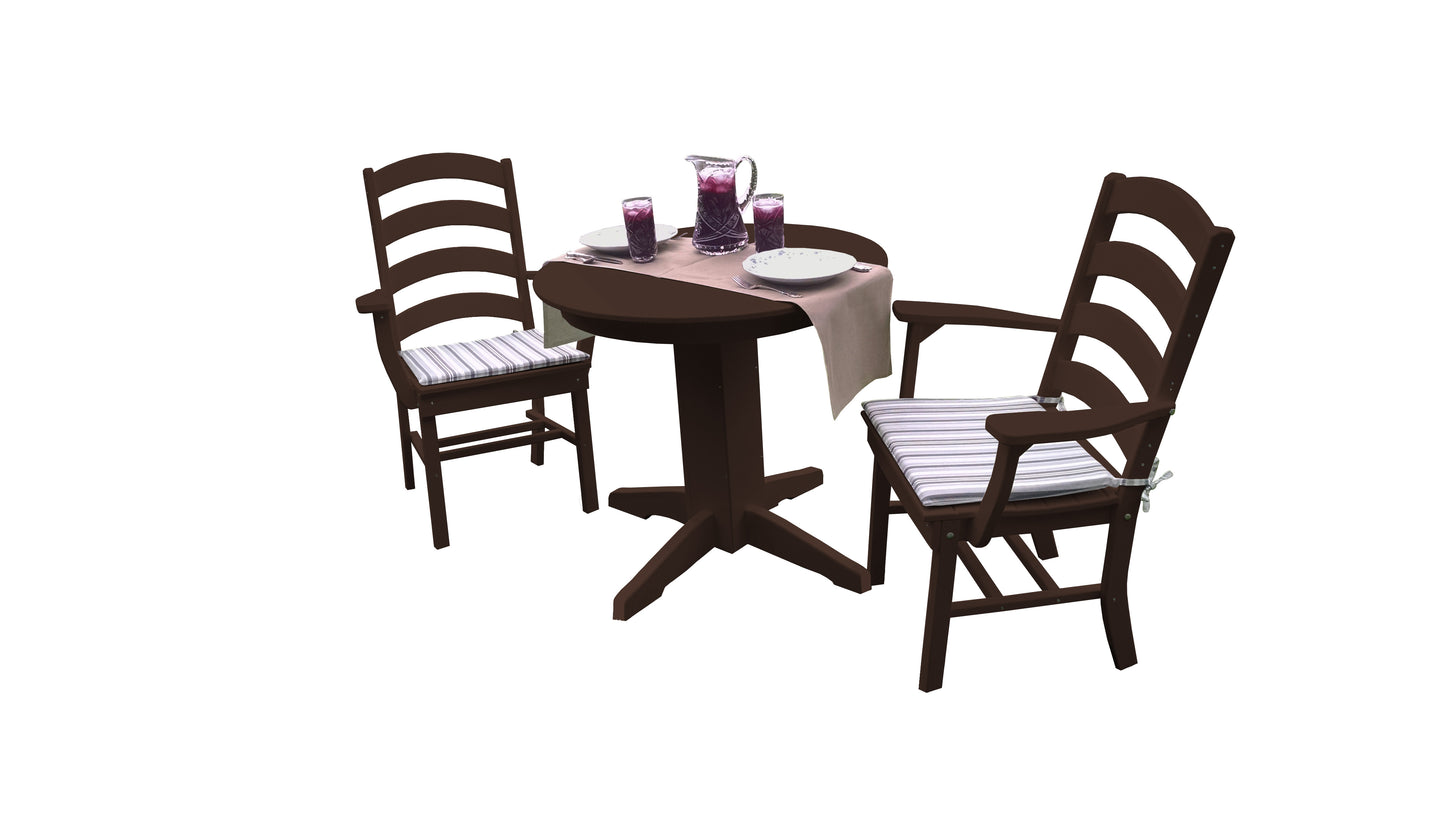 Bryton Park Poly Furniture Recycled Plastic 3 Piece Round Dining Arm Chair Dining Table Set - LEAD TIME TO SHIP 10 BUSINESS DAYS