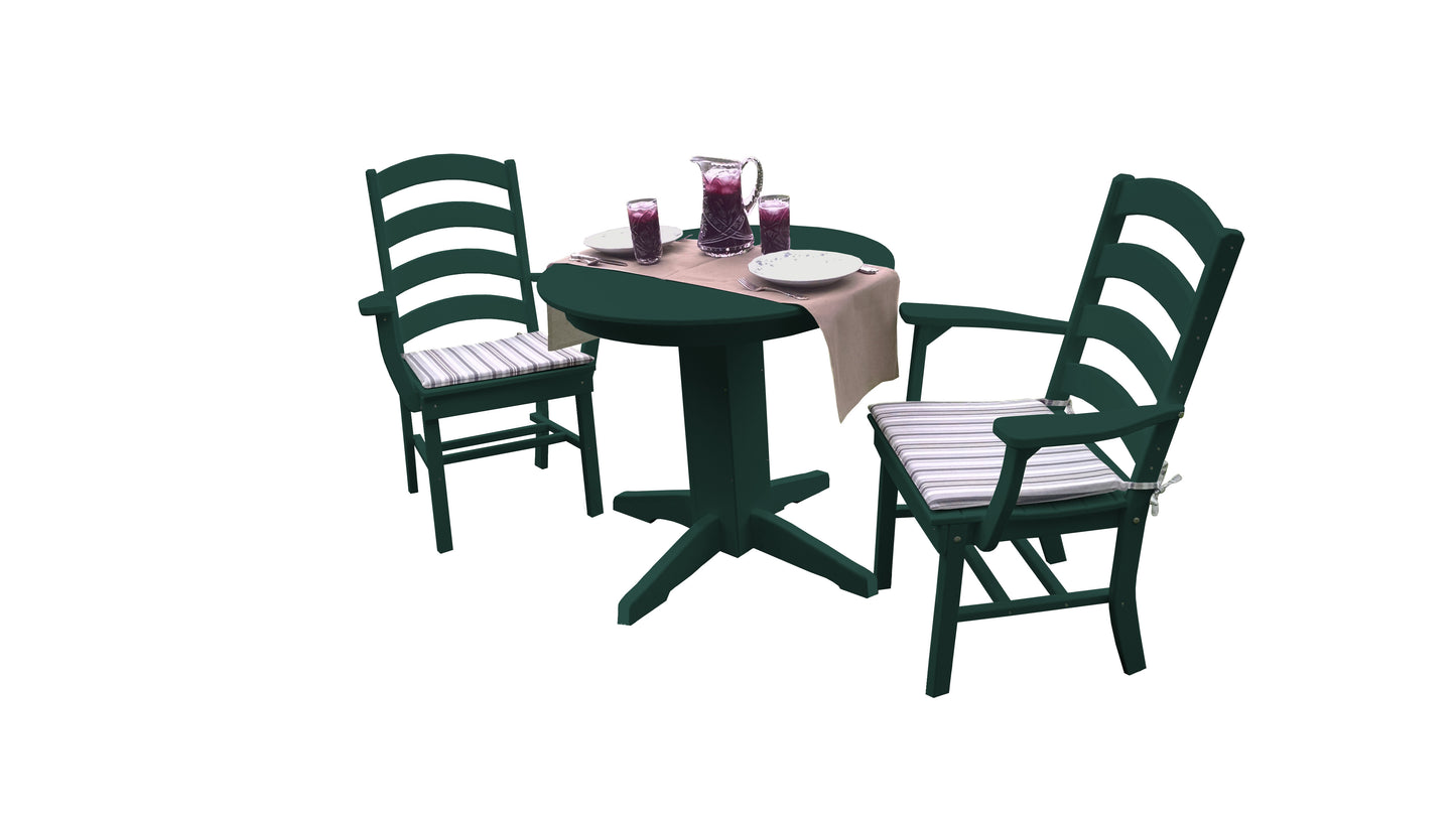 Bryton Park Poly Furniture Recycled Plastic 3 Piece Round Dining Arm Chair Dining Table Set - LEAD TIME TO SHIP 10 BUSINESS DAYS