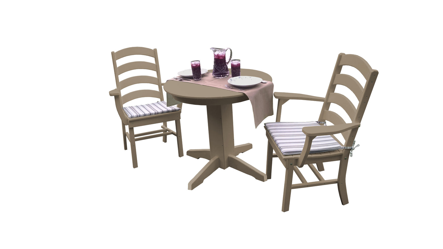 Bryton Park Poly Furniture Recycled Plastic 3 Piece Round Dining Arm Chair Dining Table Set - LEAD TIME TO SHIP 10 BUSINESS DAYS
