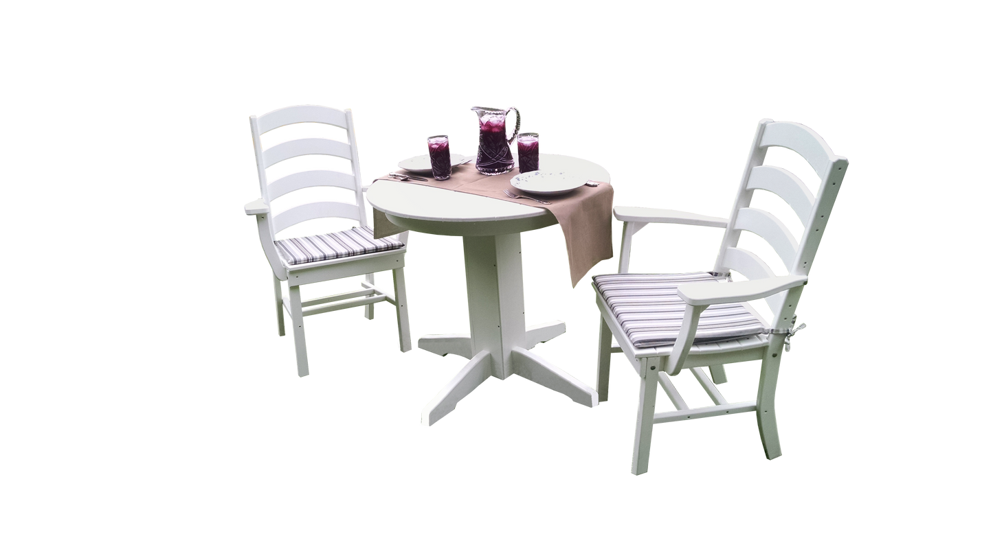Bryton Park Poly Furniture Recycled Plastic 3 Piece Round Dining Arm Chair Dining Table Set - LEAD TIME TO SHIP 10 BUSINESS DAYS