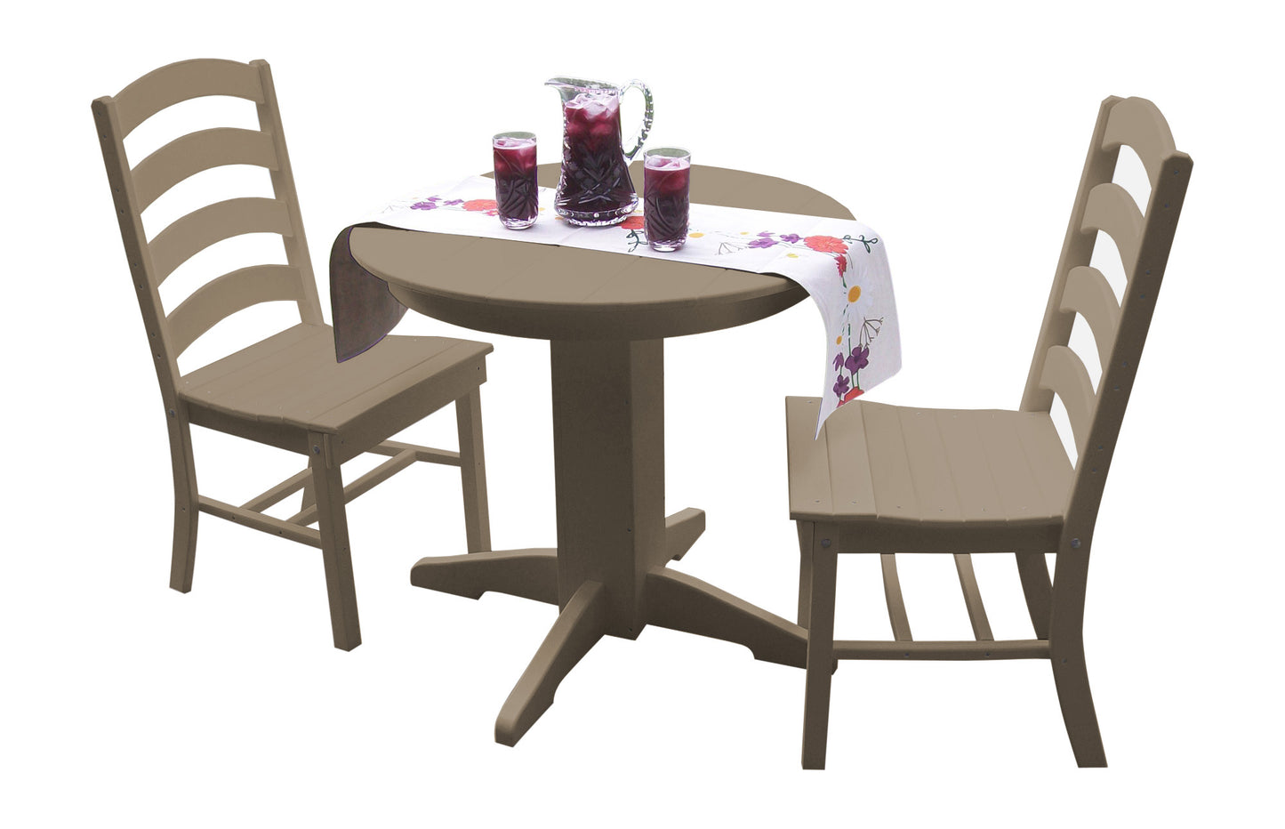 Bryton Park Poly Furniture Recycled Plastic 3 Piece Round Dining Table Set - LEAD TIME TO SHIP 10 BUSINESS DAYS