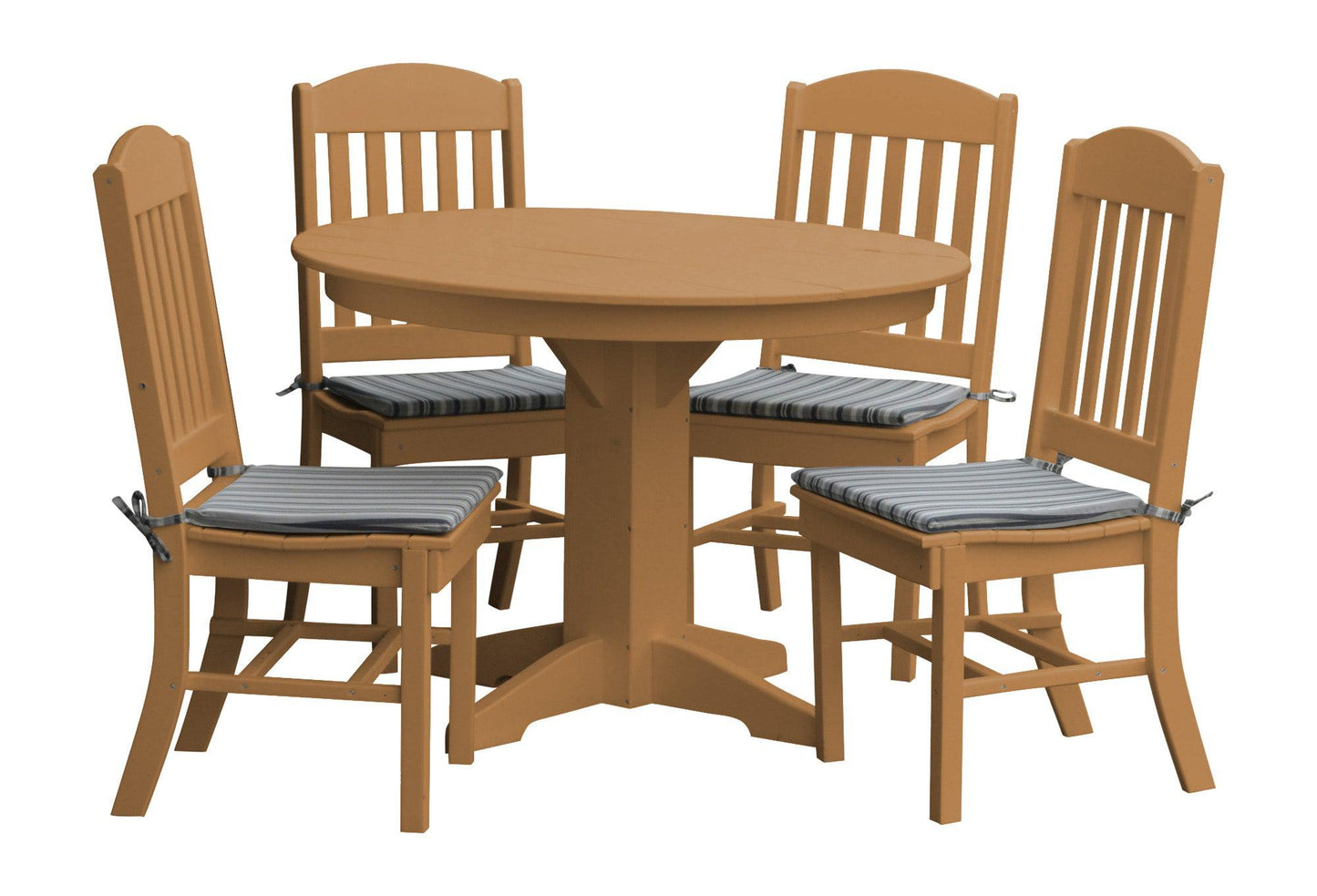 Bryton Park Poly Furniture Recycled Plastic 5 Piece Classic Round Table Dining Set - LEAD TIME TO SHIP 10 BUSINESS DAYS