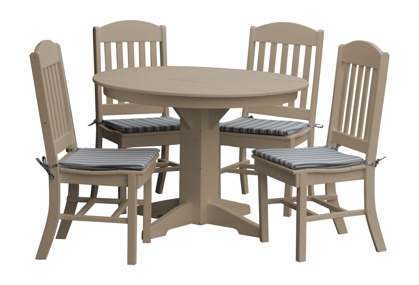 Bryton Park Poly Furniture Recycled Plastic 5 Piece Classic Round Table Dining Set - LEAD TIME TO SHIP 10 BUSINESS DAYS