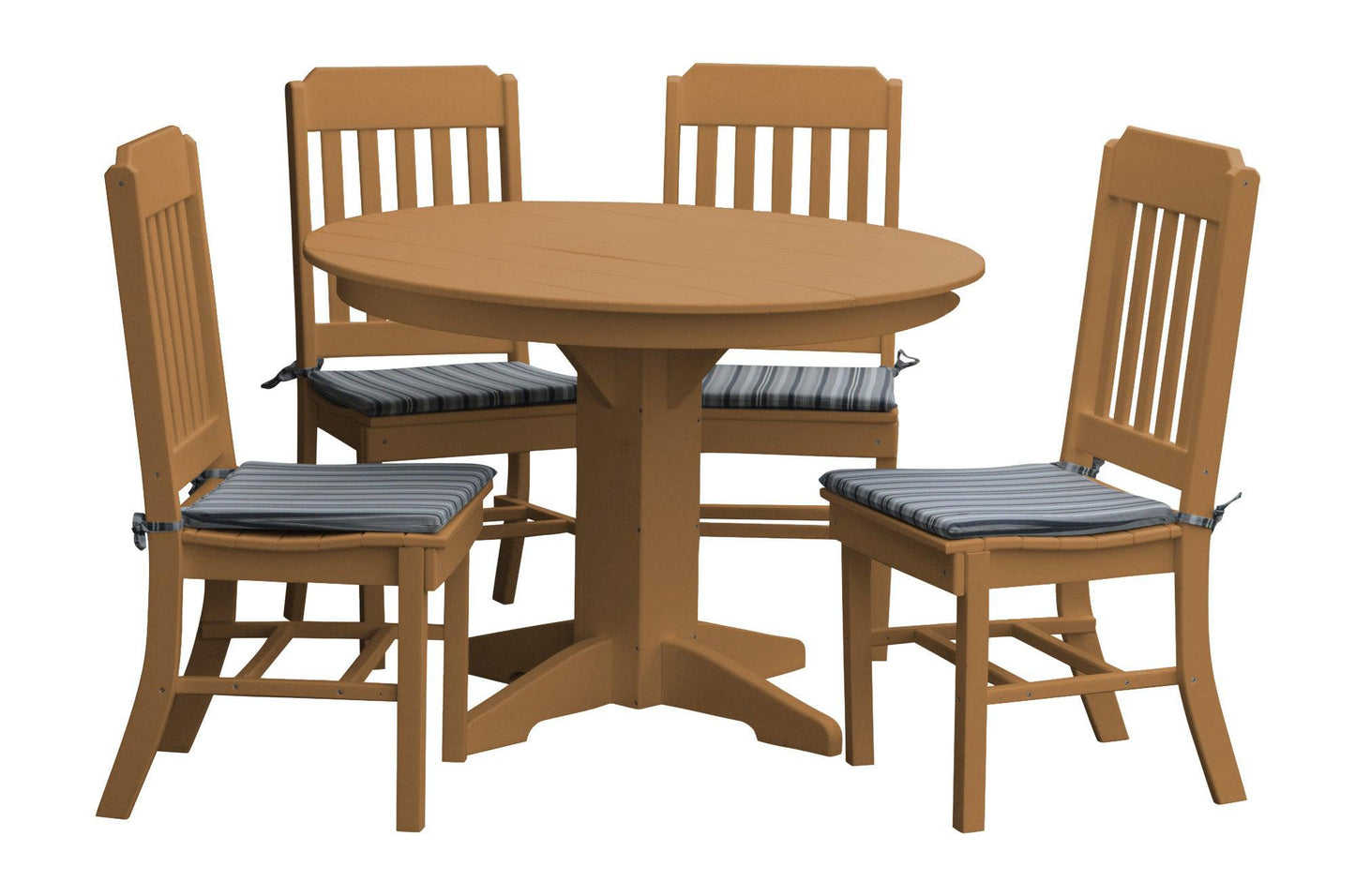 Bryton Park Poly Furniture Recycled Plastic 5 Piece Traditional Round Table Dining Set - LEAD TIME TO SHIP 10 BUSINESS DAYS