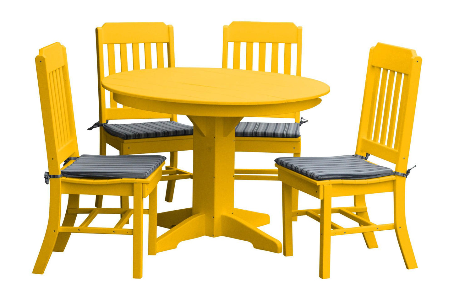 Bryton Park Poly Furniture Recycled Plastic 5 Piece Traditional Round Table Dining Set - LEAD TIME TO SHIP 10 BUSINESS DAYS