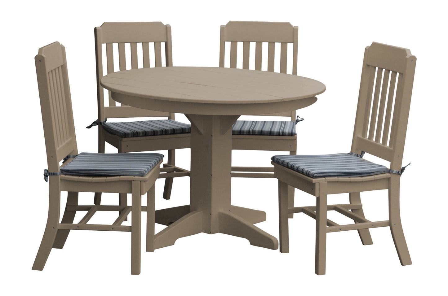 Bryton Park Poly Furniture Recycled Plastic 5 Piece Traditional Round Table Dining Set - LEAD TIME TO SHIP 10 BUSINESS DAYS
