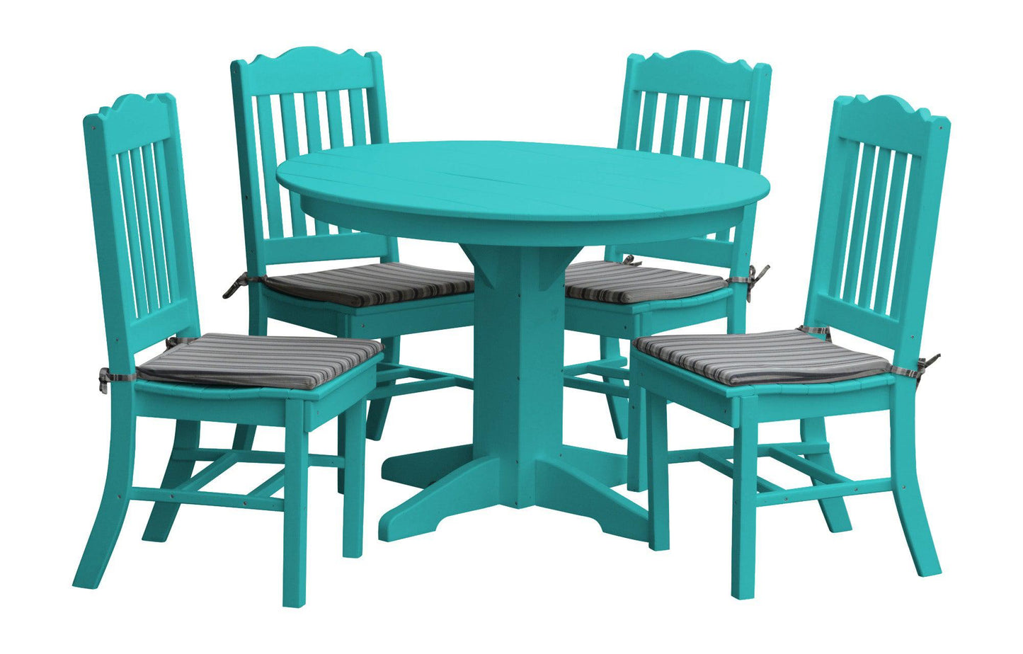 Bryton Park Poly Furniture Recycled Plastic Round Table with Royal Dining Chairs 5 Piece Dining Set (DINING HEIGHT) - LEAD TIME TO SHIP 3 WEEKS OR LESS