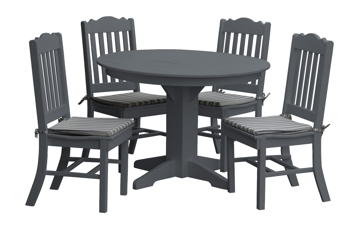 Bryton Park Poly Furniture Recycled Plastic Round Table with Royal Dining Chairs 5 Piece Dining Set (DINING HEIGHT) - LEAD TIME TO SHIP 3 WEEKS OR LESS