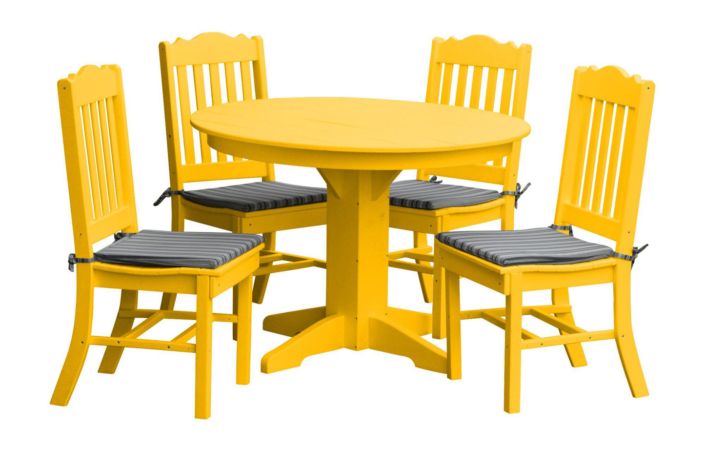 Bryton Park Poly Furniture Recycled Plastic Round Table with Royal Dining Chairs 5 Piece Dining Set (DINING HEIGHT) - LEAD TIME TO SHIP 3 WEEKS OR LESS