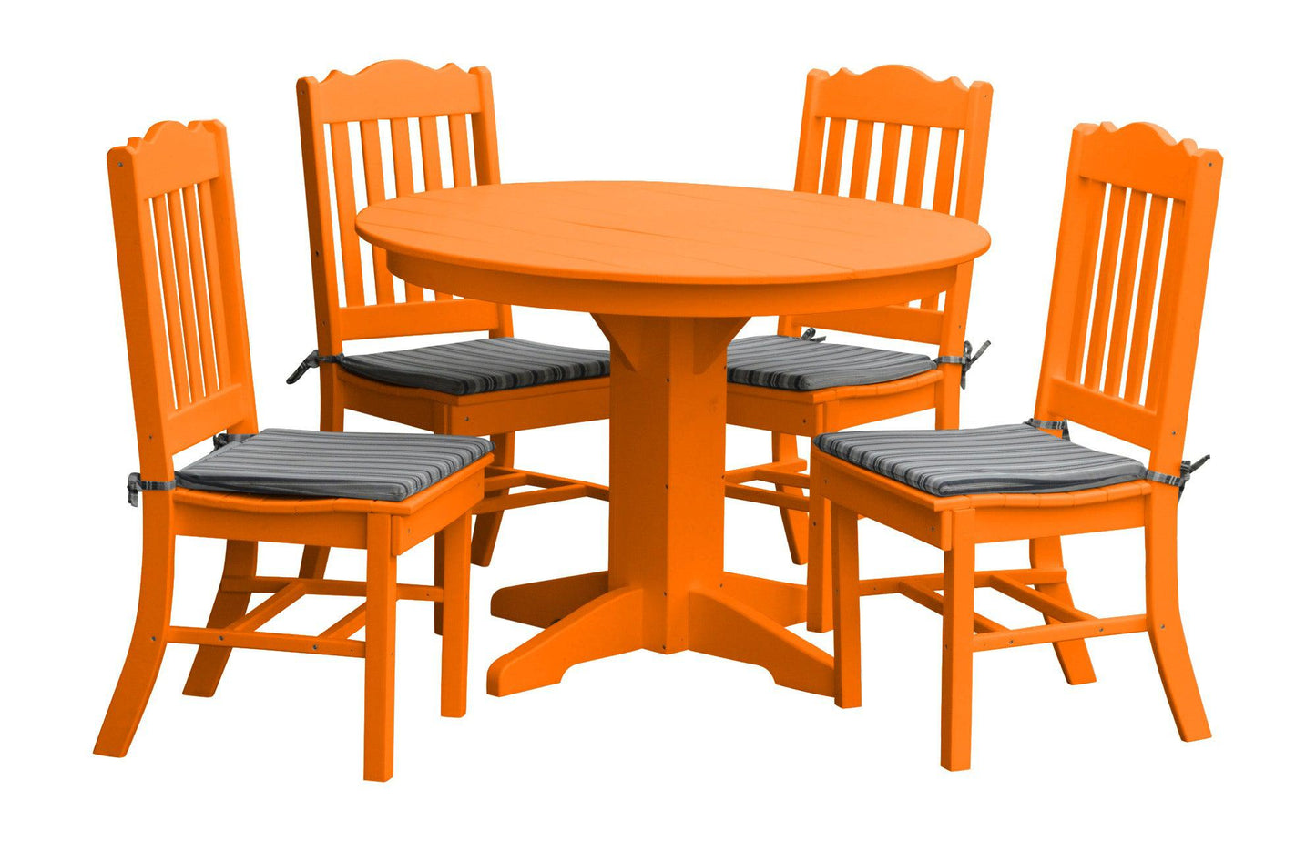 Bryton Park Poly Furniture Recycled Plastic Round Table with Royal Dining Chairs 5 Piece Dining Set (DINING HEIGHT) - LEAD TIME TO SHIP 3 WEEKS OR LESS