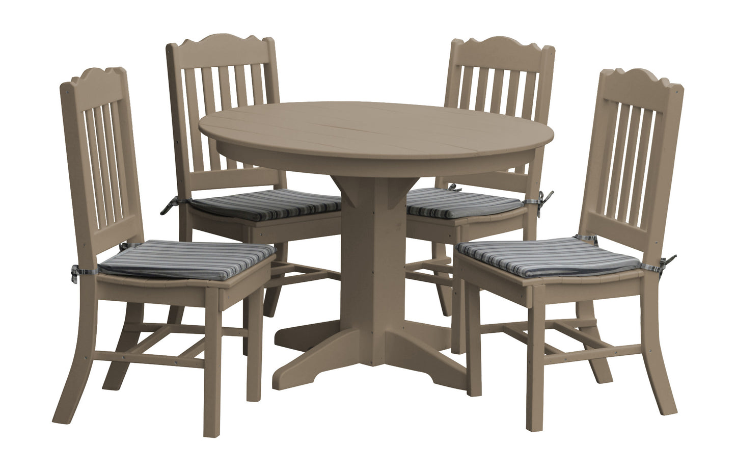 Bryton Park Poly Furniture Recycled Plastic Round Table with Royal Dining Chairs 5 Piece Dining Set (DINING HEIGHT) - LEAD TIME TO SHIP 3 WEEKS OR LESS
