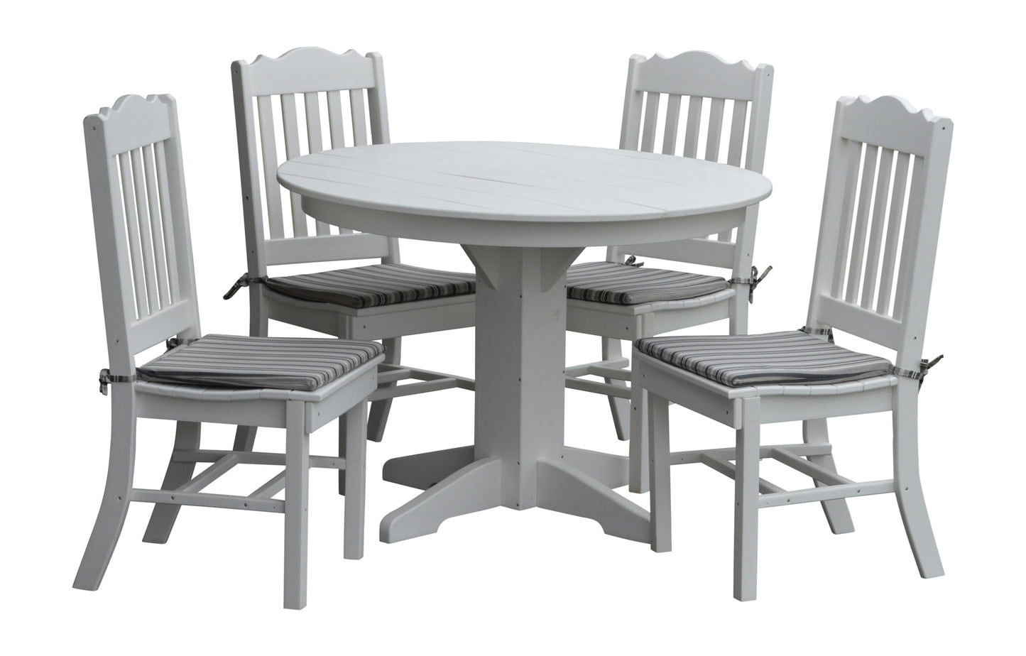 Bryton Park Poly Furniture Recycled Plastic Round Table with Royal Dining Chairs 5 Piece Dining Set (DINING HEIGHT) - LEAD TIME TO SHIP 3 WEEKS OR LESS