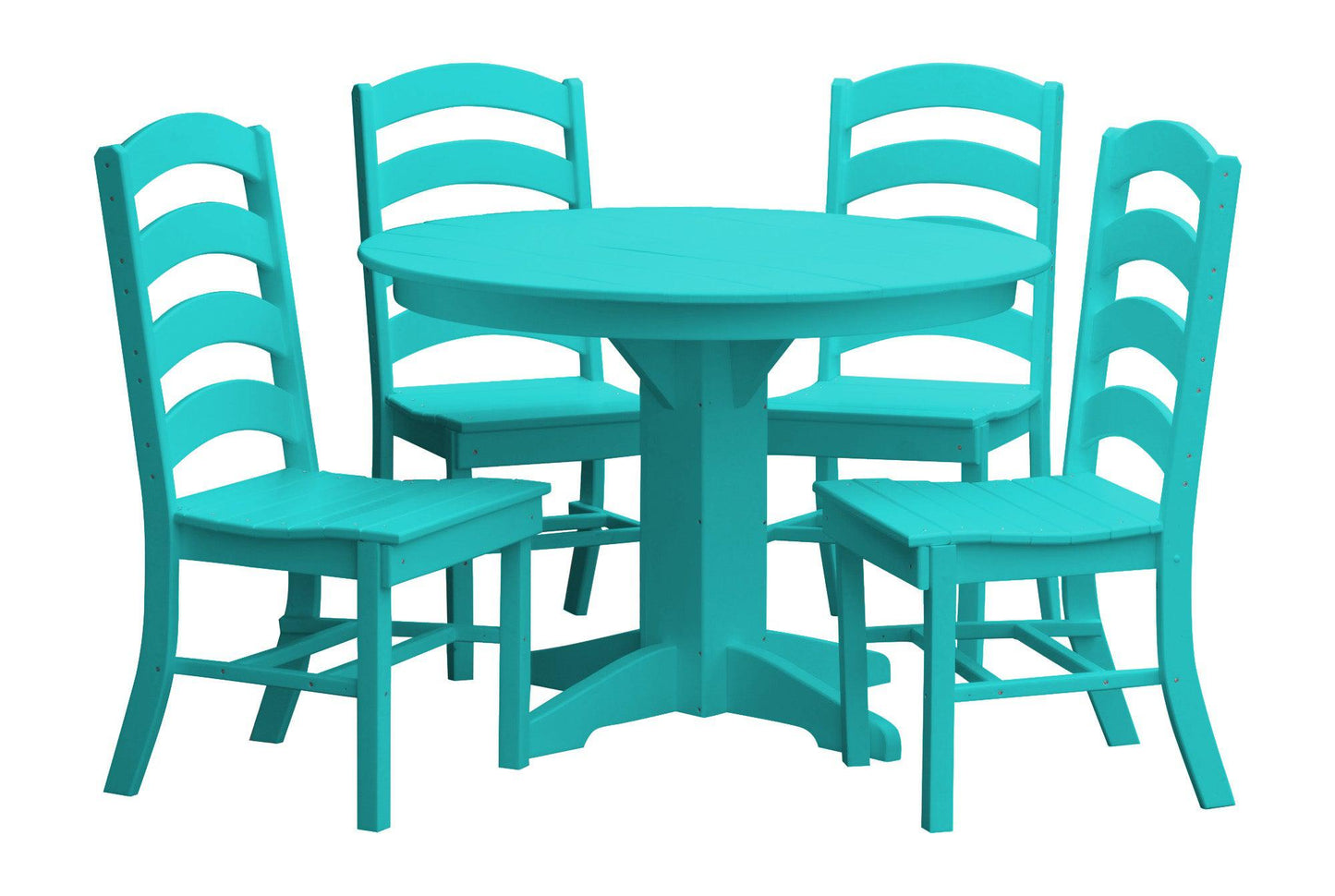 Bryton Park Poly Furniture Recycled Plastic Round Table with Ladderback Chairs 5 Piece Dining Set - LEAD TIME TO SHIP 10 BUSINESS DAYS