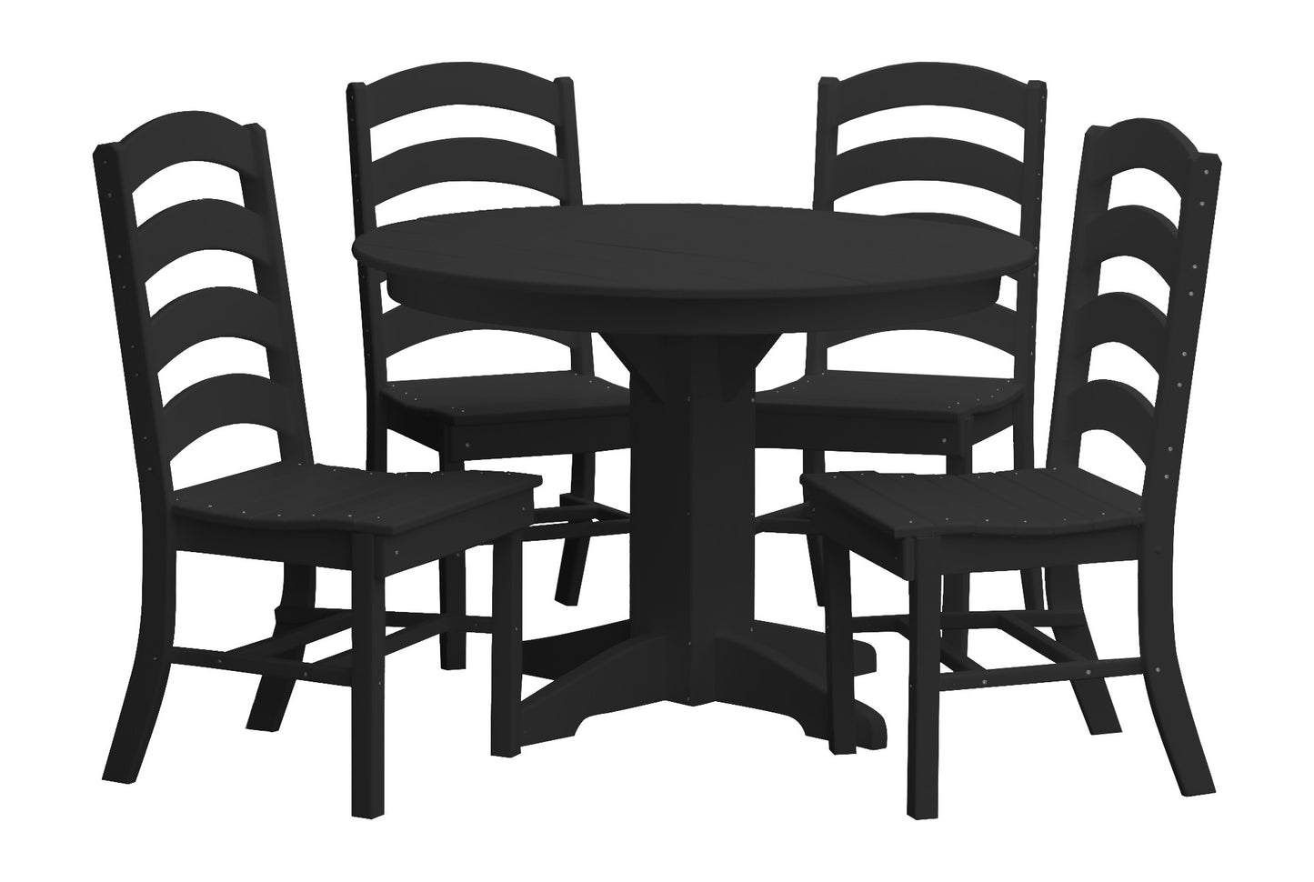 Bryton Park Poly Furniture Recycled Plastic Round Table with Ladderback Chairs 5 Piece Dining Set - LEAD TIME TO SHIP 10 BUSINESS DAYS