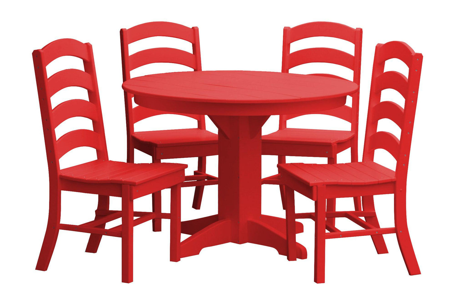 Bryton Park Poly Furniture Recycled Plastic Round Table with Ladderback Chairs 5 Piece Dining Set - LEAD TIME TO SHIP 10 BUSINESS DAYS